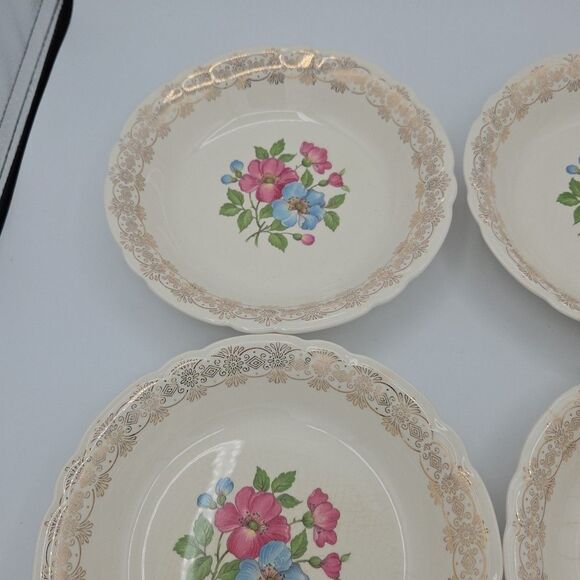 French Saxon China 22k Blossomtime 7.5 Inch Diameter Gold Bowls Set Of 4 Set 1 - Picture 10 of 10